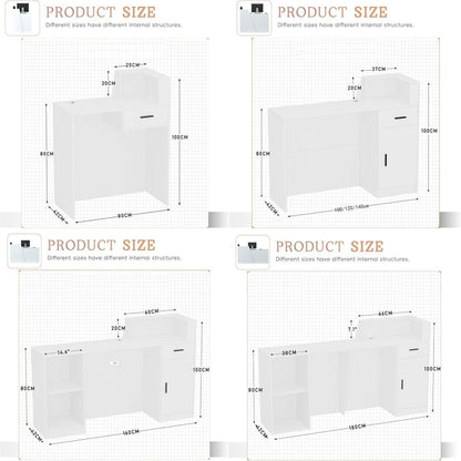 Empfangstheke mit Schublade – Weiß + Weiß, 140cm
