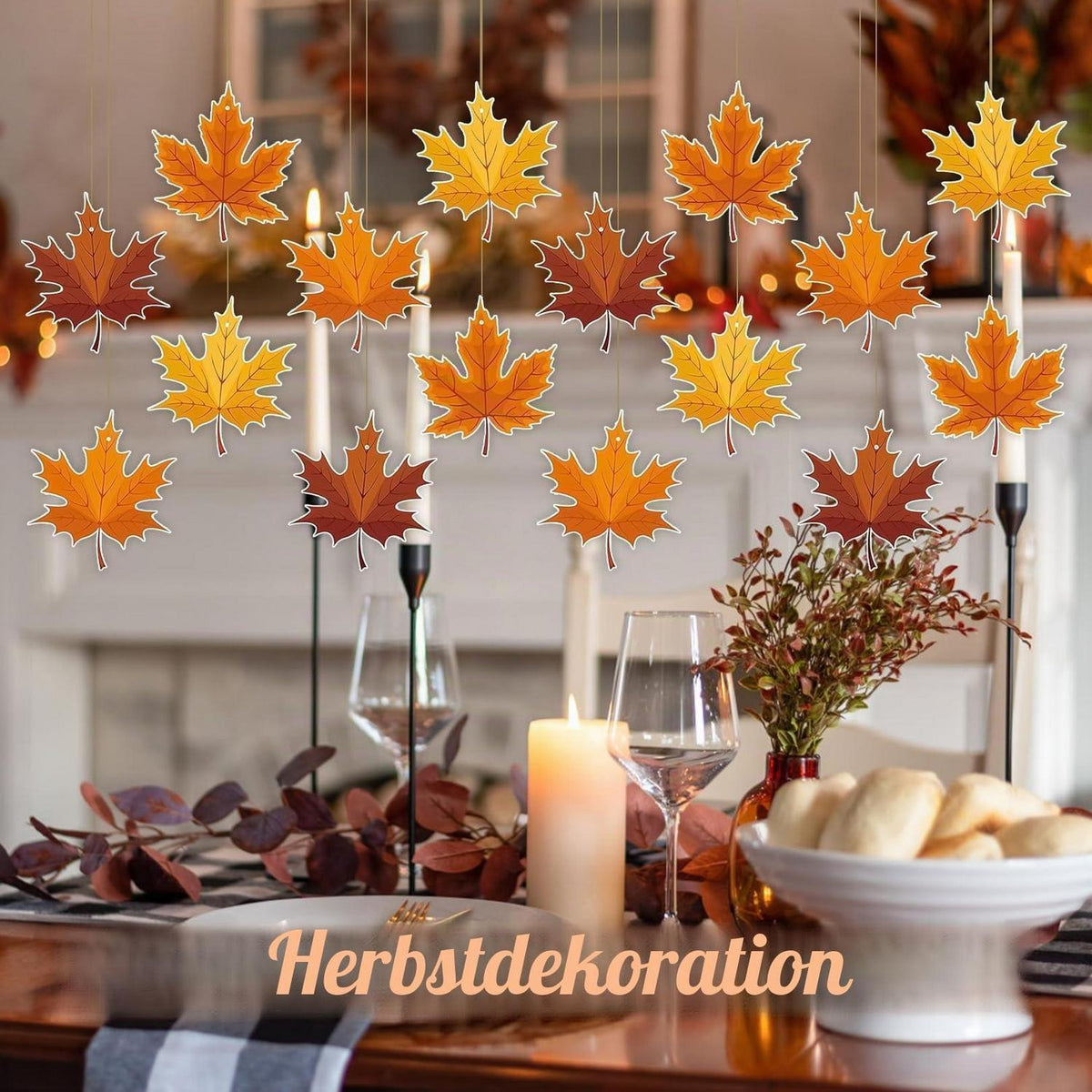 Herbstdeko Ahornblatt – 16er Set Fensterbilder für Thanksgiving