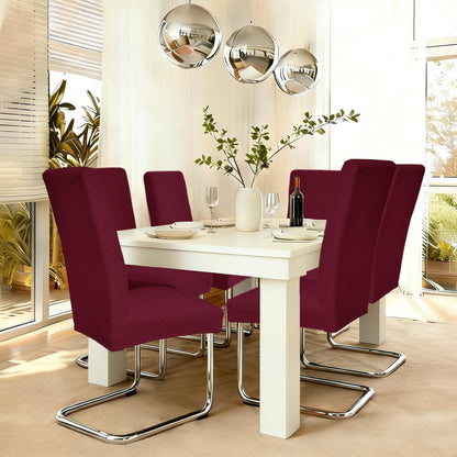 Stuhlhussen 4er Set Bordeaux – Stretch & Waschbar