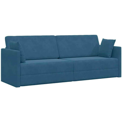 Schlafsofa Bodensofa Blau – Komfortables Samt Sofa mit Pillow Support