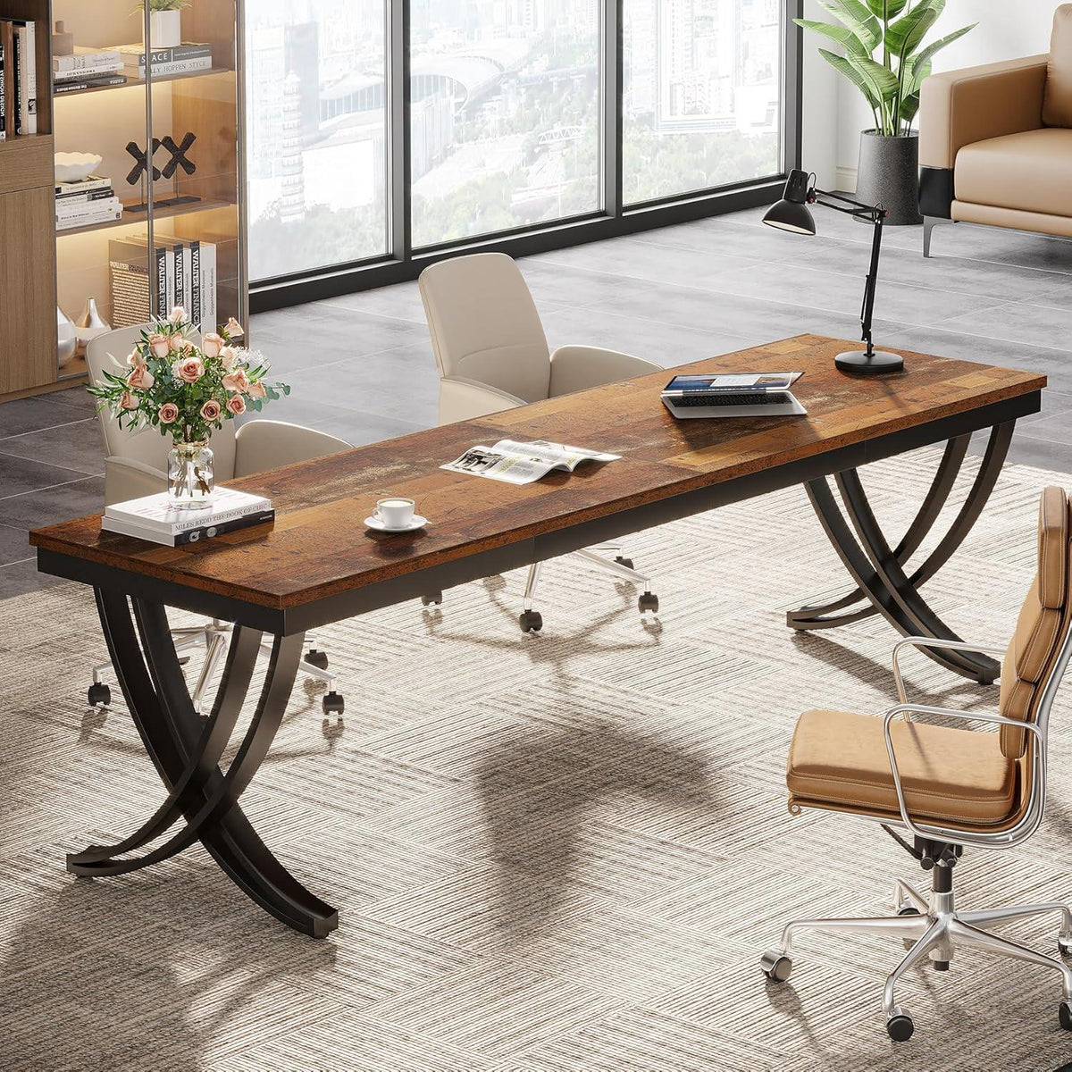 Großer Schreibtisch 200x70cm – Home Office & Büro Tisch Braun