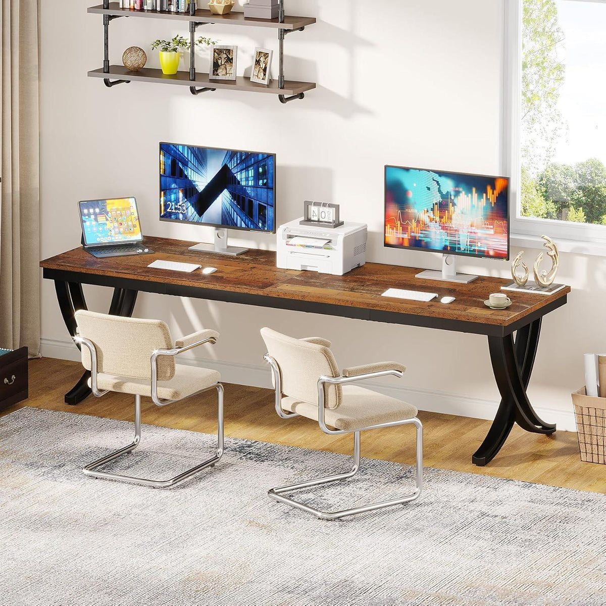 Großer Schreibtisch 200x70cm – Home Office & Büro Tisch Braun