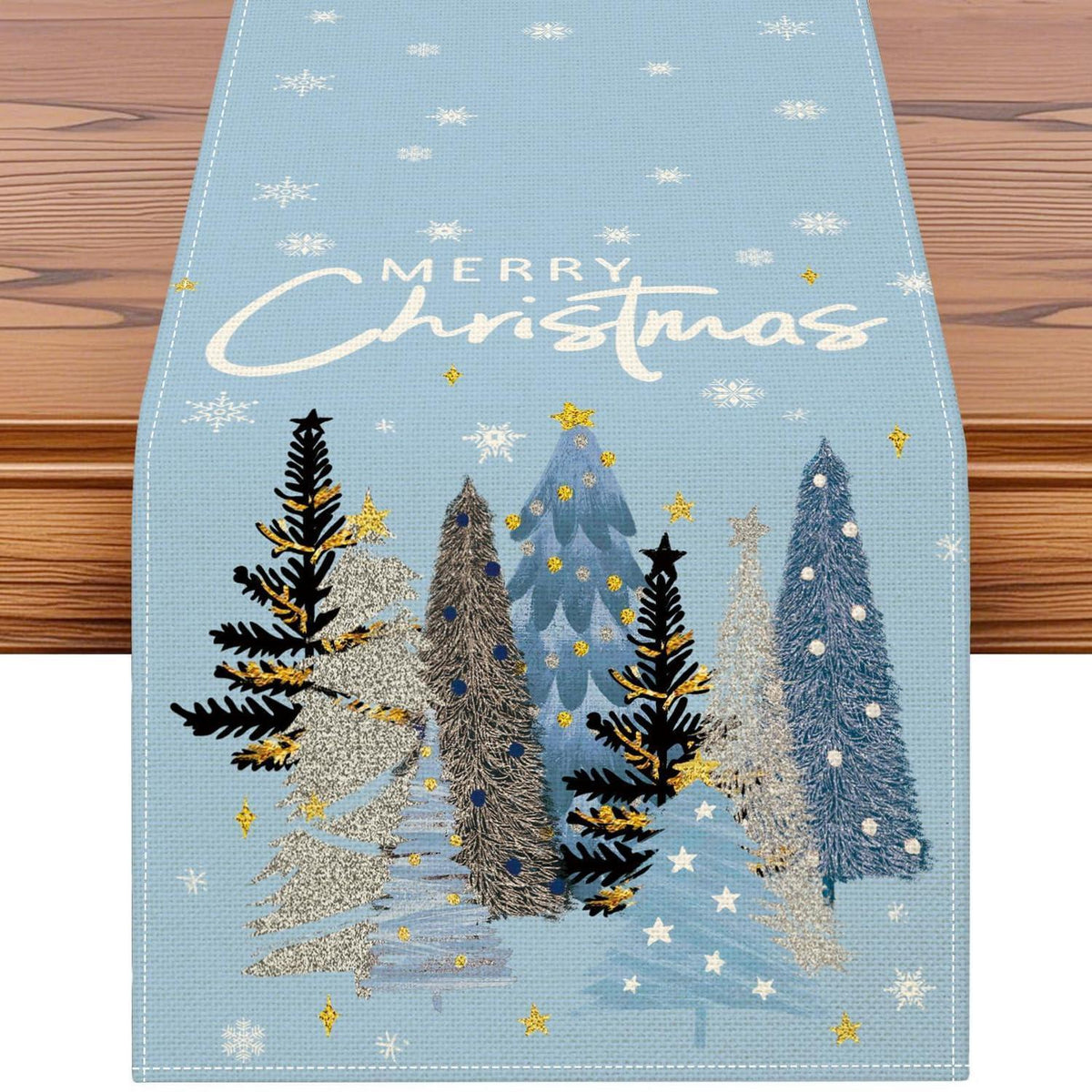 Tischläufer Weihnachten Hellblau 40x140 cm Polyester Leinen