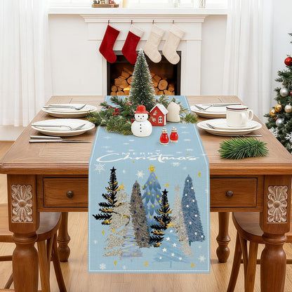 Tischläufer Weihnachten Hellblau 40x140 cm Polyester Leinen