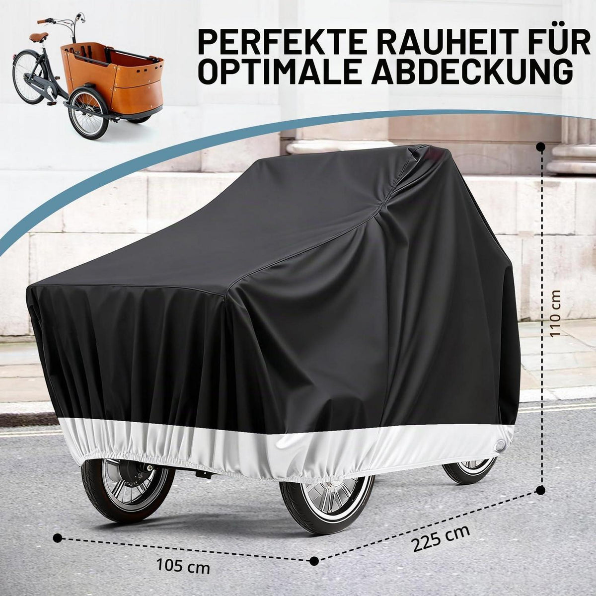 Lastenrad Abdeckung 420D – Schutzhülle für Lastenfahrräder