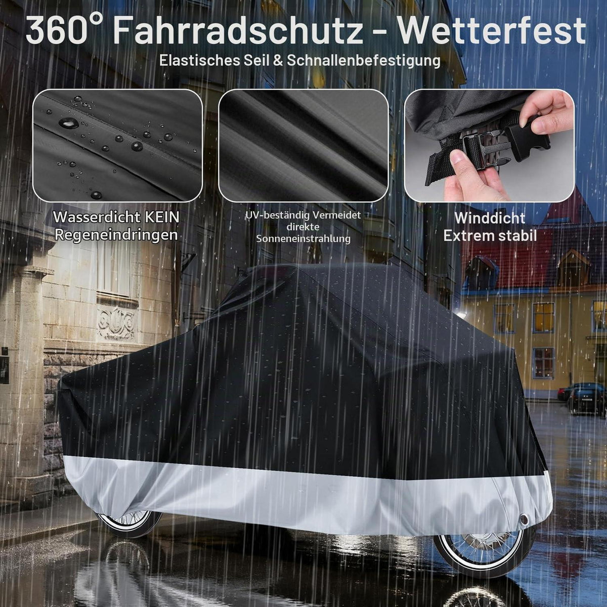 Lastenrad Abdeckung 420D – Schutzhülle für Lastenfahrräder