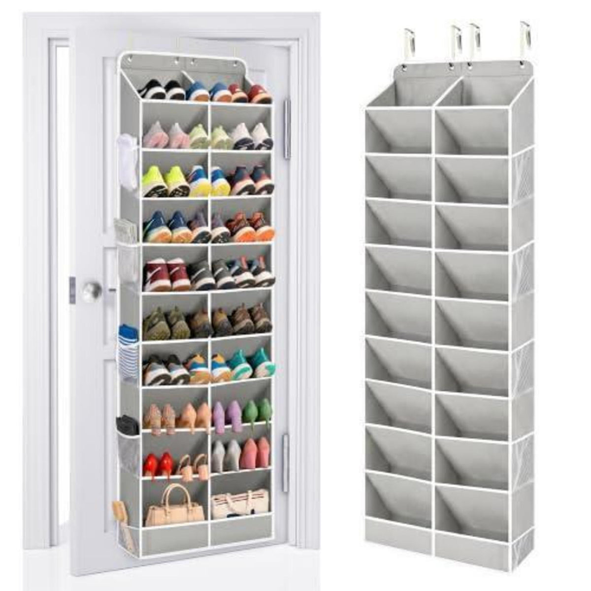 Tür-Schuhregal Organizer für 24-32 Paar Schuhe, Grau