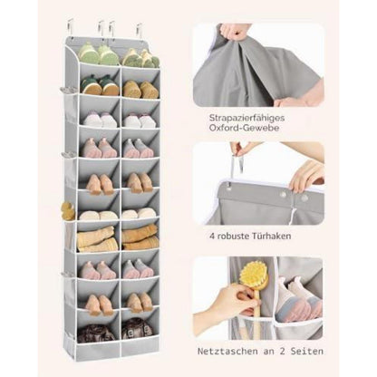 Tür-Schuhregal Organizer für 24-32 Paar Schuhe, Grau