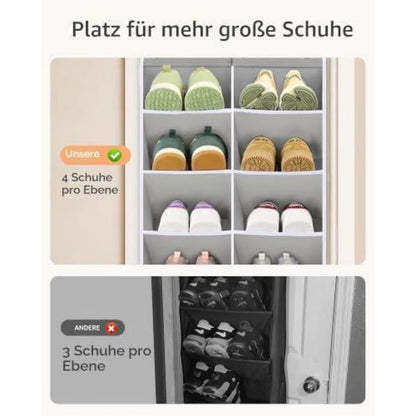 Tür-Schuhregal Organizer für 24-32 Paar Schuhe, Grau