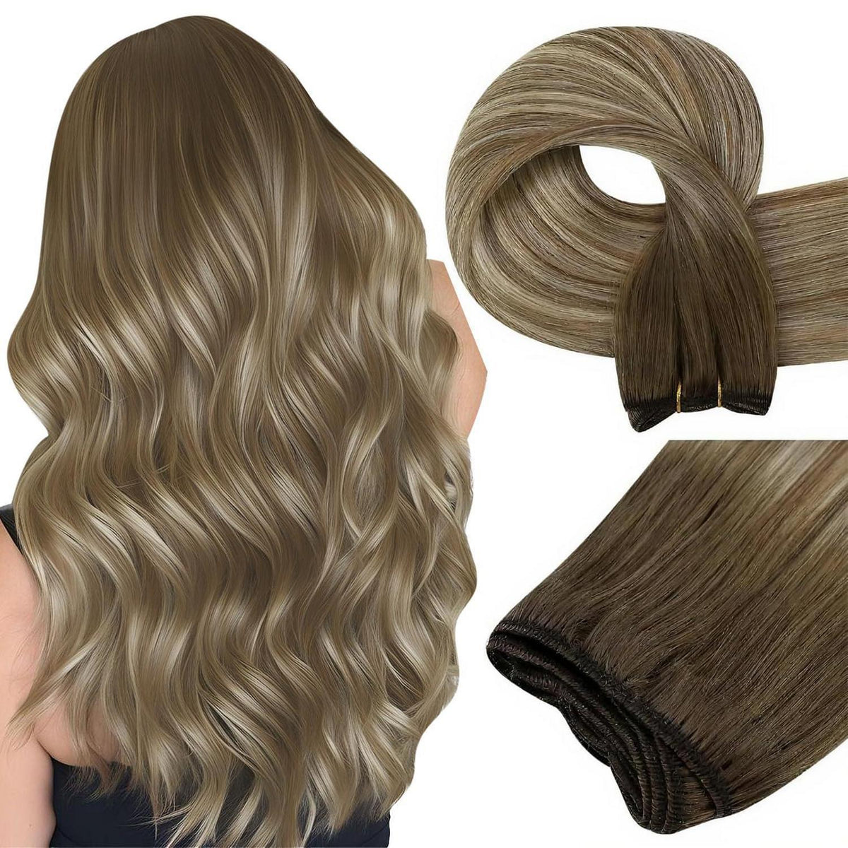 Echthaar Tressen Ombre #6/60/6 – 50cm, 100g