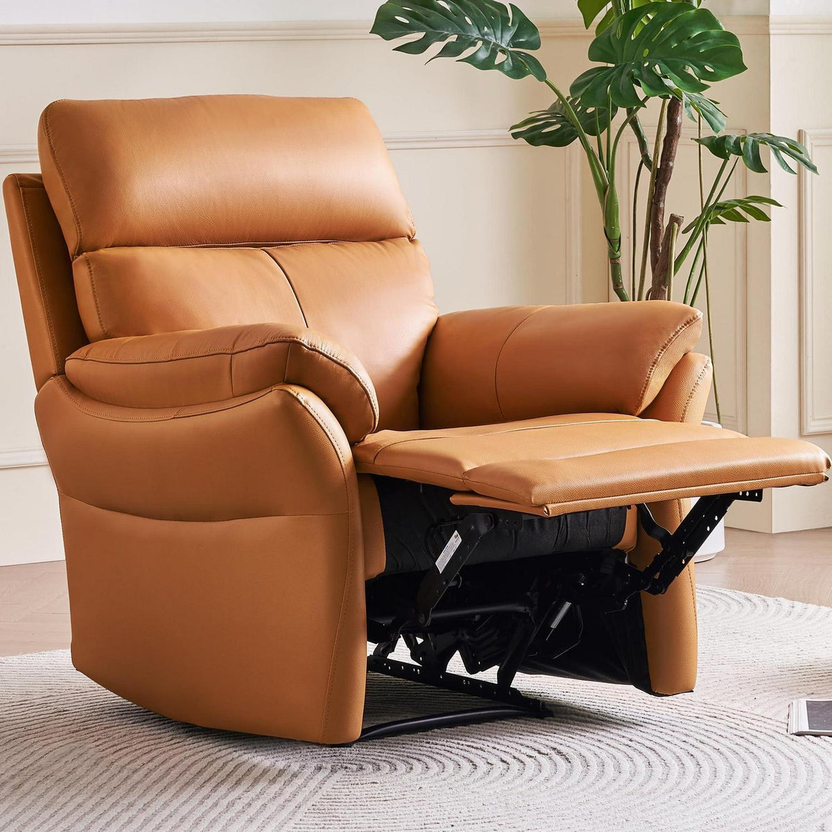 Echtleder Relaxsessel mit Liegefunktion – Komfortabler TV Sessel Orange