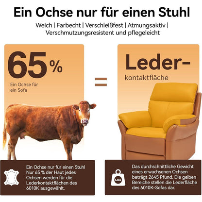 Echtleder Relaxsessel mit Liegefunktion – Komfortabler TV Sessel Orange