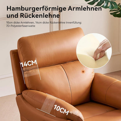 Echtleder Relaxsessel mit Liegefunktion – Komfortabler TV Sessel Orange