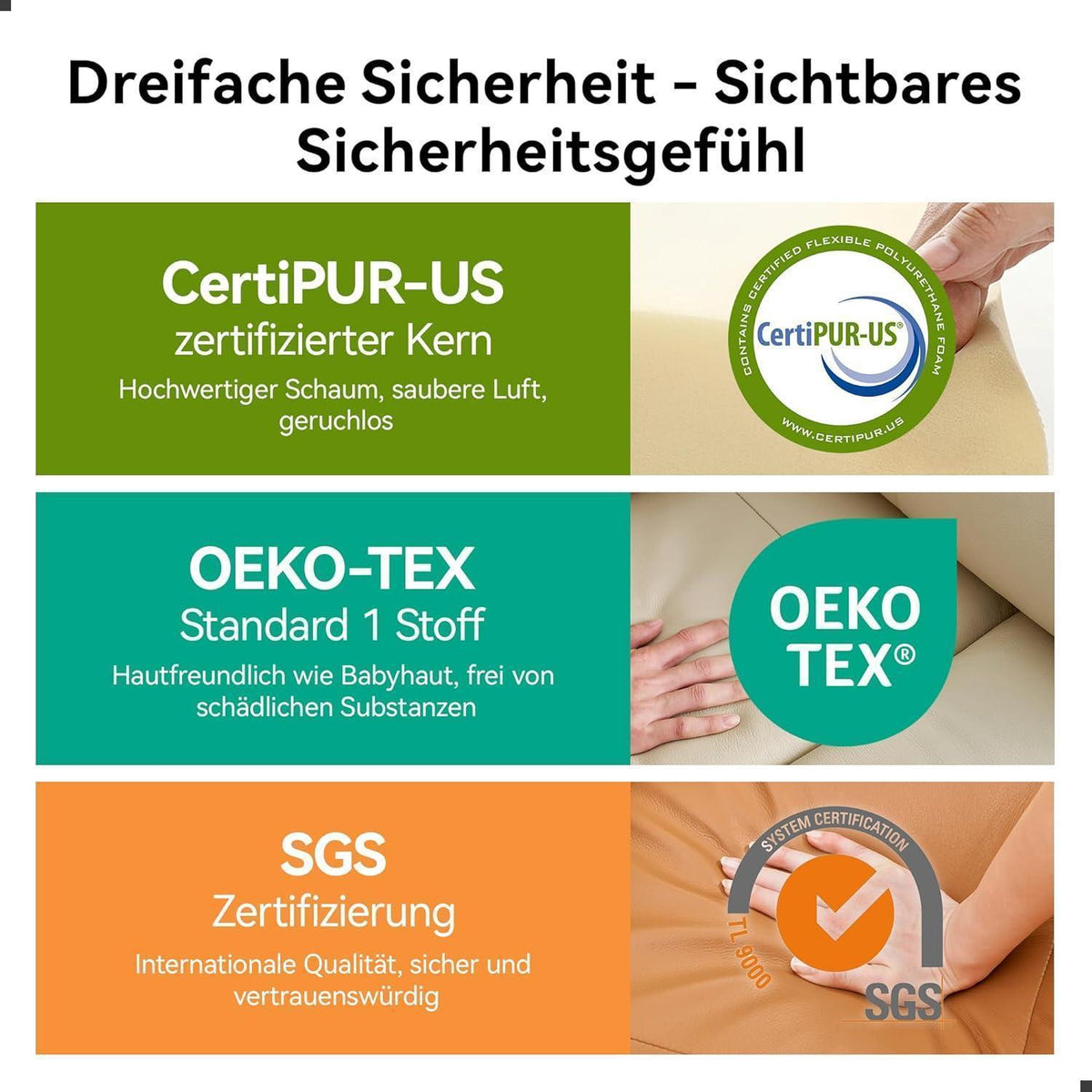 Echtleder Relaxsessel mit Liegefunktion – Komfortabler TV Sessel Orange