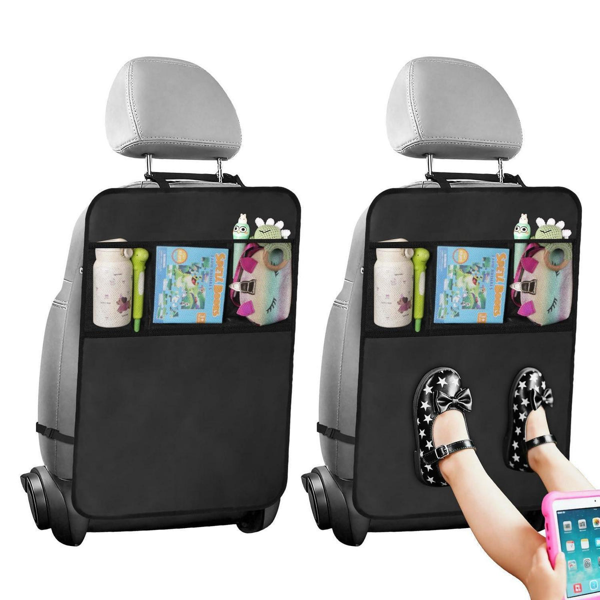 Rücklehnen Schutz Auto Kinder – 2er Set, wasserabweisend & Organizer