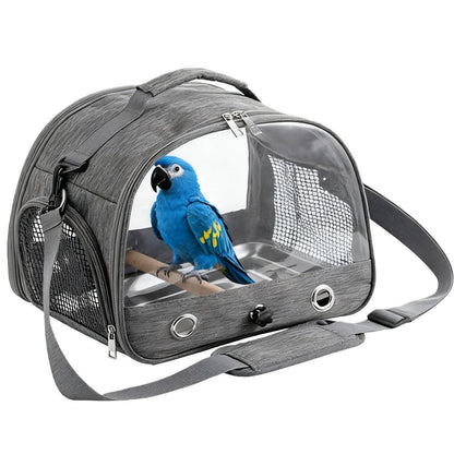 Vogel Transporttasche mit Stehstange & Tablett (Grau)