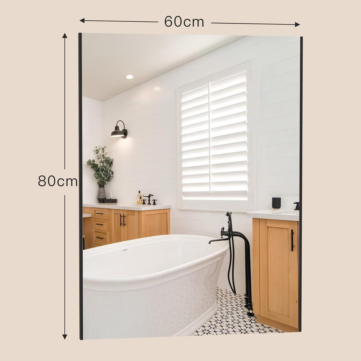 Badezimmerspiegel 60x80 cm Schwarz – Anti-Beschlag & Rostfrei