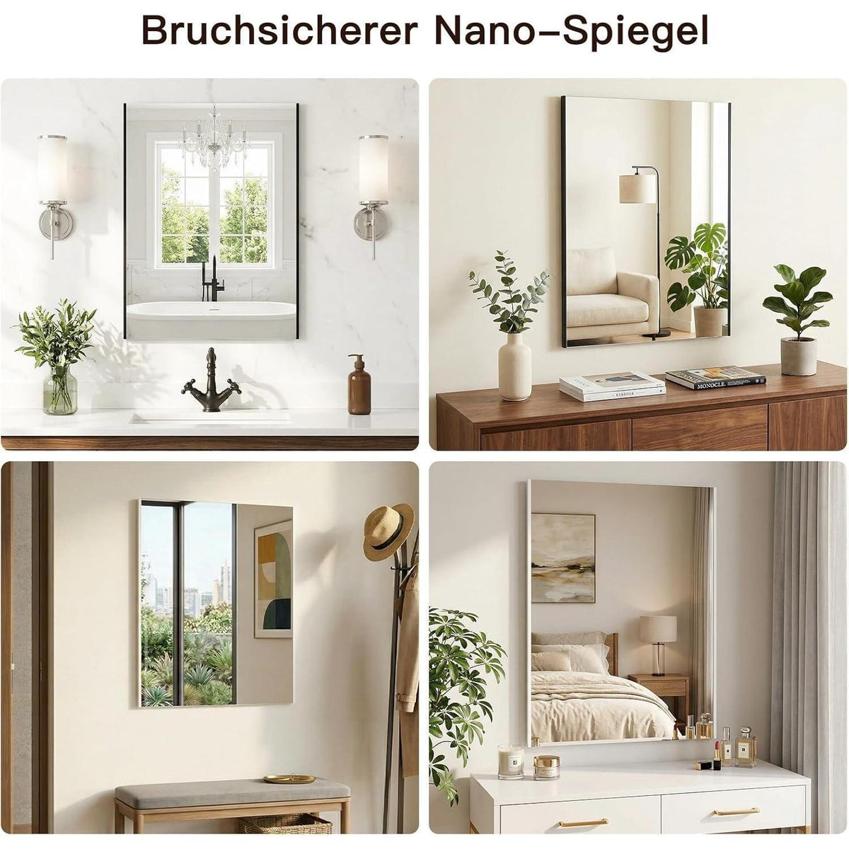 Anti-Beschlag Badezimmerspiegel 60x80 cm Rechteckig Weiß