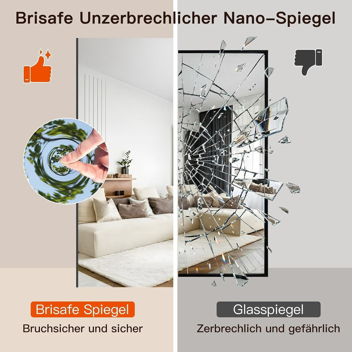 Anti-Beschlag Badezimmerspiegel 60x80 cm Rechteckig Weiß