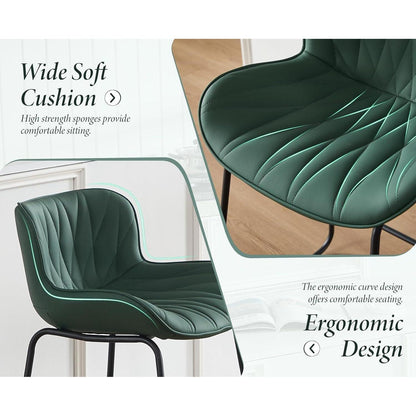 Moderner Barhocker 4er Set mit Steppdesign, Grün