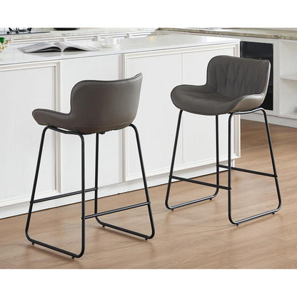 Moderner Barhocker 2er Set Grau – Komfortabler Steppdesign Stuhl