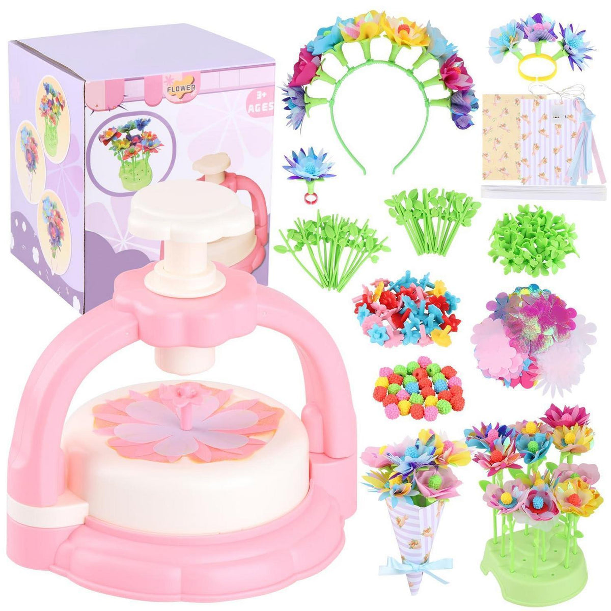 DIY Blumen Bastelset Kinder – Kreatives Spielzeug für Mädchen 4-10 Jahre
