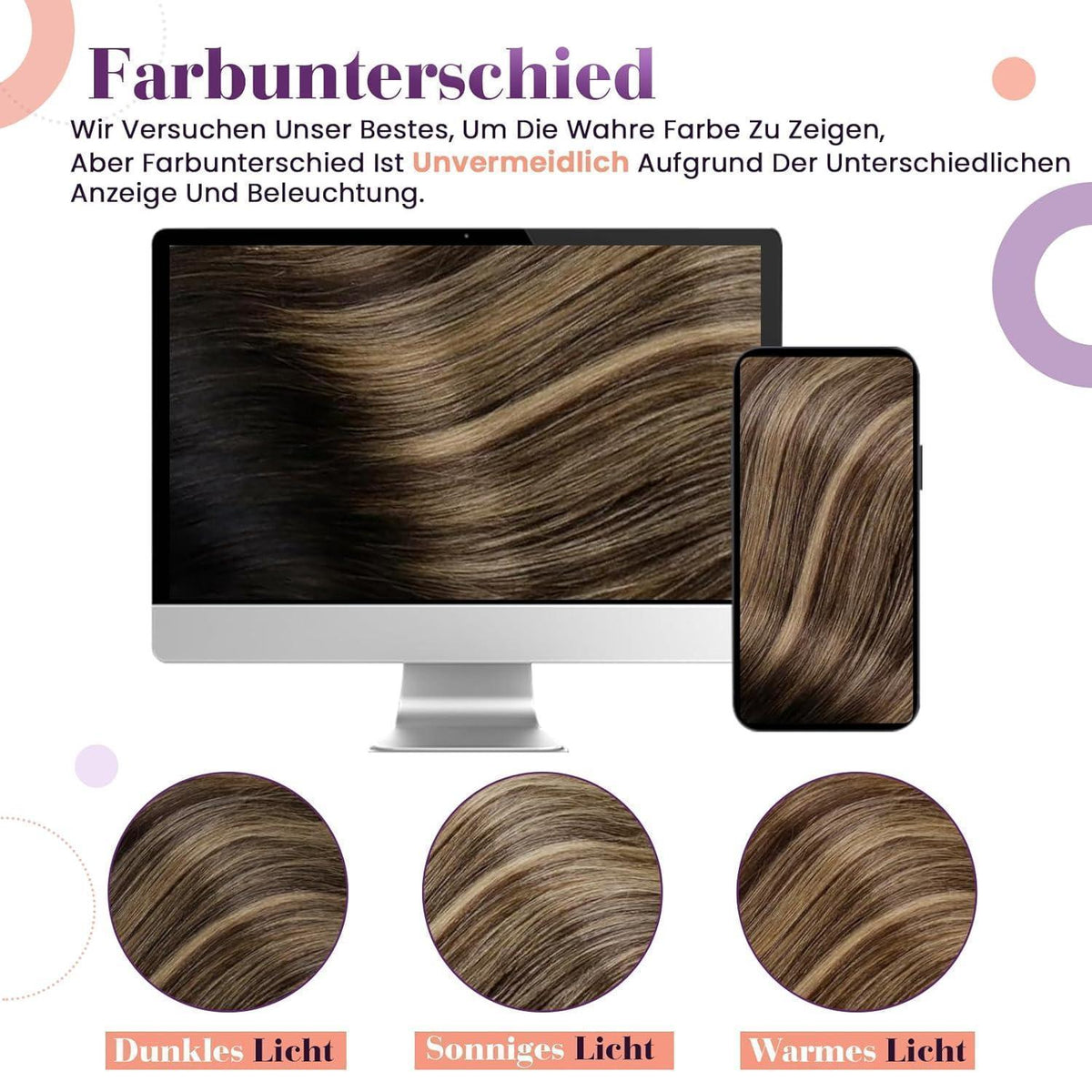 Echthaar Clip-In Extensions Balayage Schwarz Ombre Braun 55cm