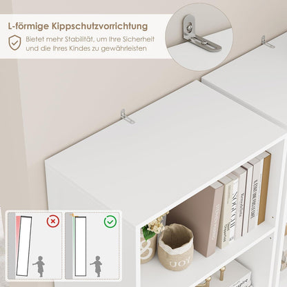 5-Fächers Bücherregal weiß – Modernes Standregal 159cm