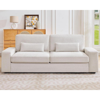 Modernes 3-Sitzer Sofa, Beige Chenille, 220 cm