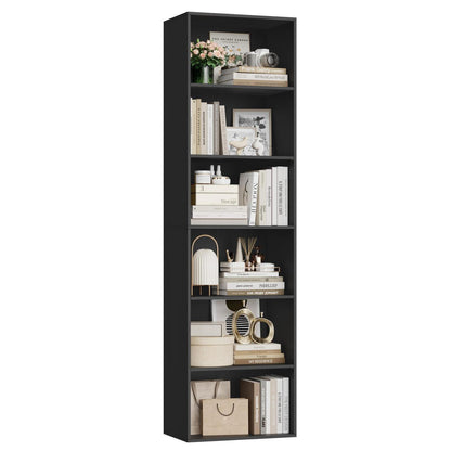 6-Fächers Bücherregal schwarz – Modernes Standregal für Wohnzimmer