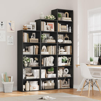 6-Fächers Bücherregal schwarz – Modernes Standregal für Wohnzimmer