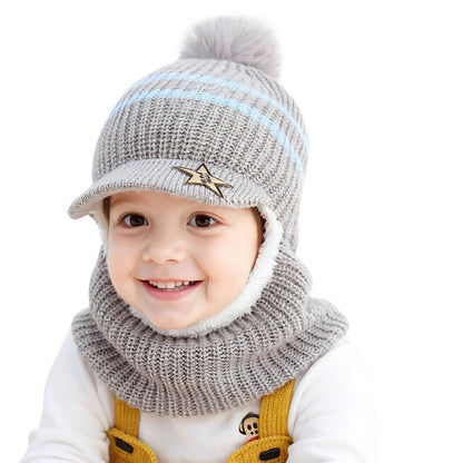 Kinder Wintermütze Set: Schlupfmütze, Schal & Sturmhaube Hellgrau
