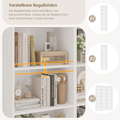 Bücherregal 6 Fächer Weiß – Modulares Standregal für Wohnzimmer