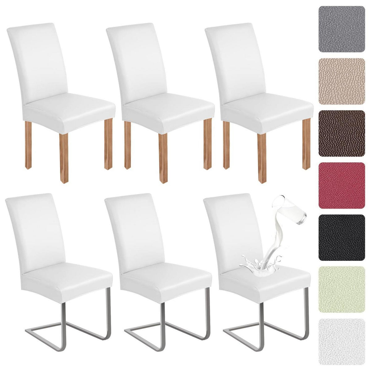 PU Stuhlhülsen 6er Set – Weiß, Wasserabweisend & Elastisch
