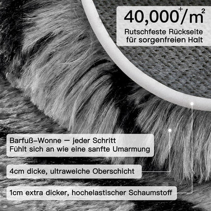 Hochflor Teppich Grau 240x300cm mit Streifen