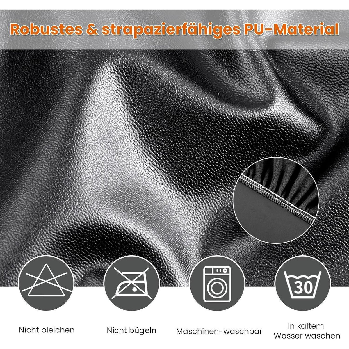 PU Stuhlhülsen 4er Set – Schwarz, Wasserabweisend & Elastisch