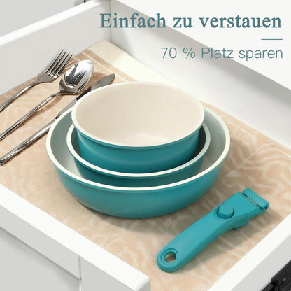 11-teiliges Topfset mit abnehmbarem Griff & Induktionsboden