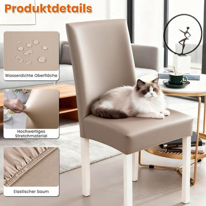 PU Stuhlhülsen 4er Set – Wasserdicht & Elastisch, Khaki