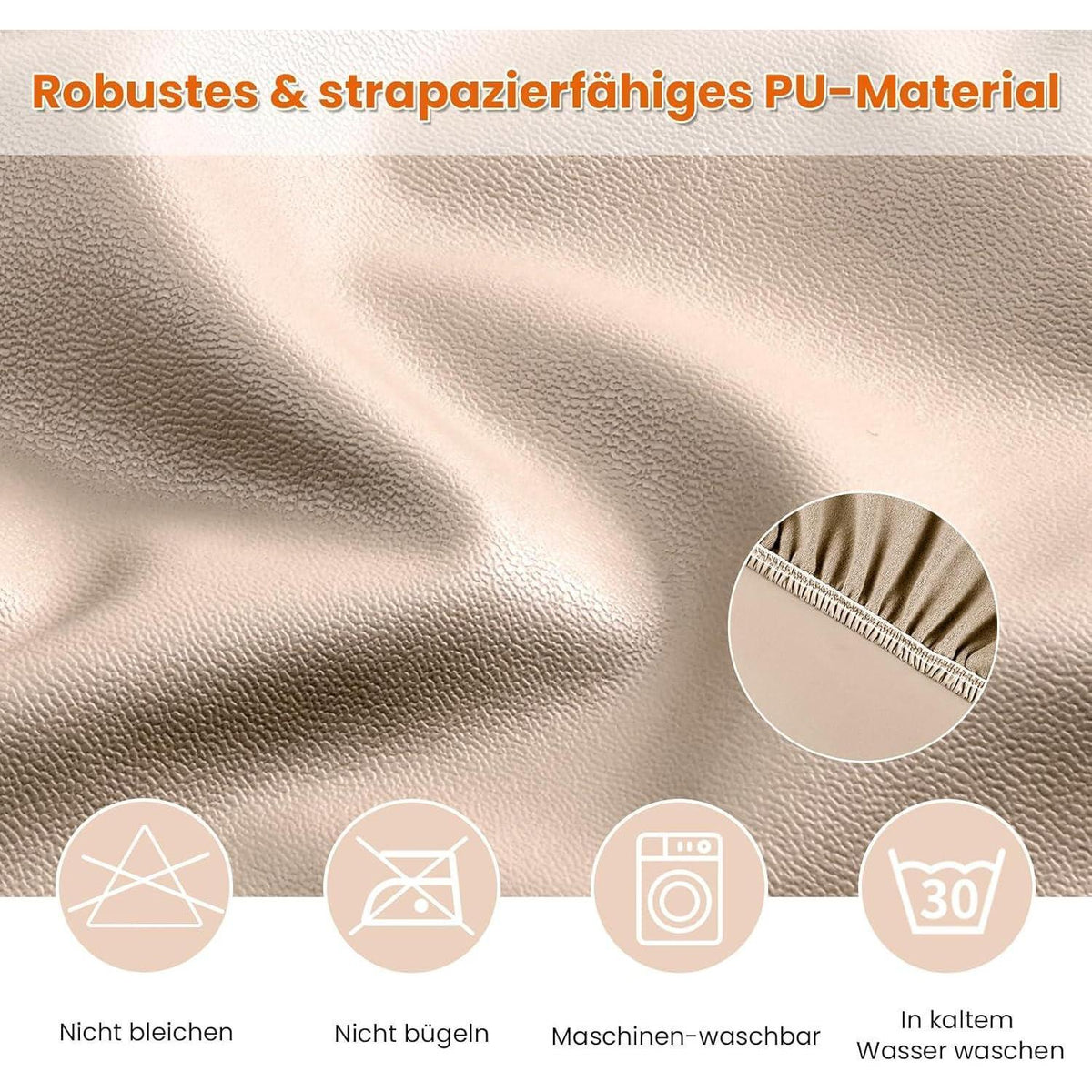 PU Stuhlhülsen 4er Set – Wasserdicht & Elastisch, Khaki