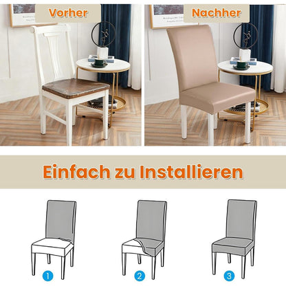 PU Stuhlhülsen 4er Set – Wasserdicht & Elastisch, Khaki
