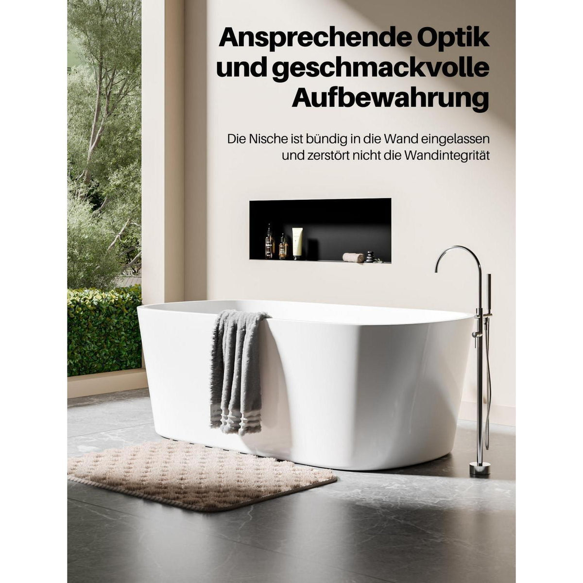 Edelstahl Duschnische 90x30cm – Wandnische für Shampoo & Duschgel