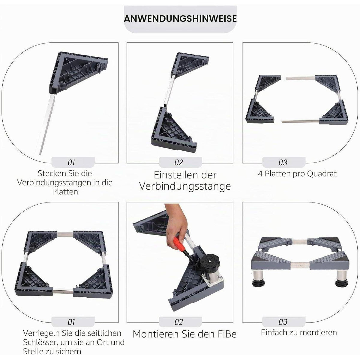 Verstellbarer Kühlschrank-Unterschrank | Höhe 40cm | Grau