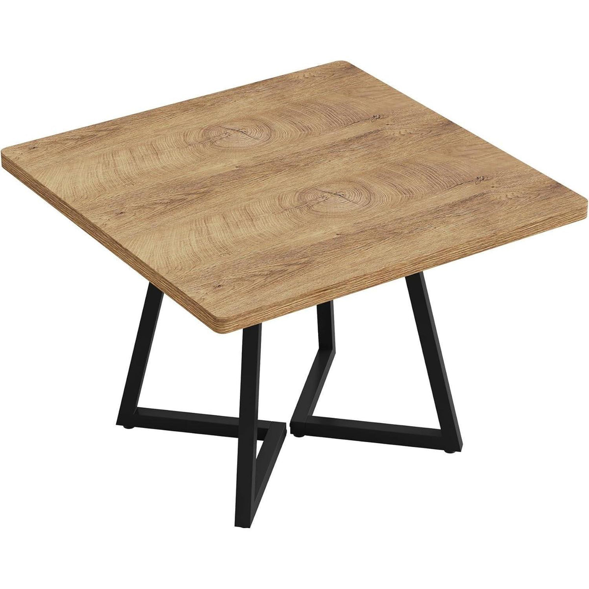 Kleiner Esstisch 80x80 cm Holz & Metall – Natur & Schwarz
