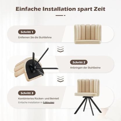 Drehbarer Esszimmerstuhl mit Samtbezug & 360° Funktion