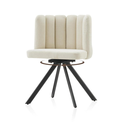 Drehbarer Esszimmerstuhl mit Leinenbezug (Beige)
