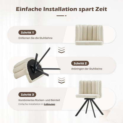 Drehbarer Esszimmerstuhl mit Leinenbezug (Beige)