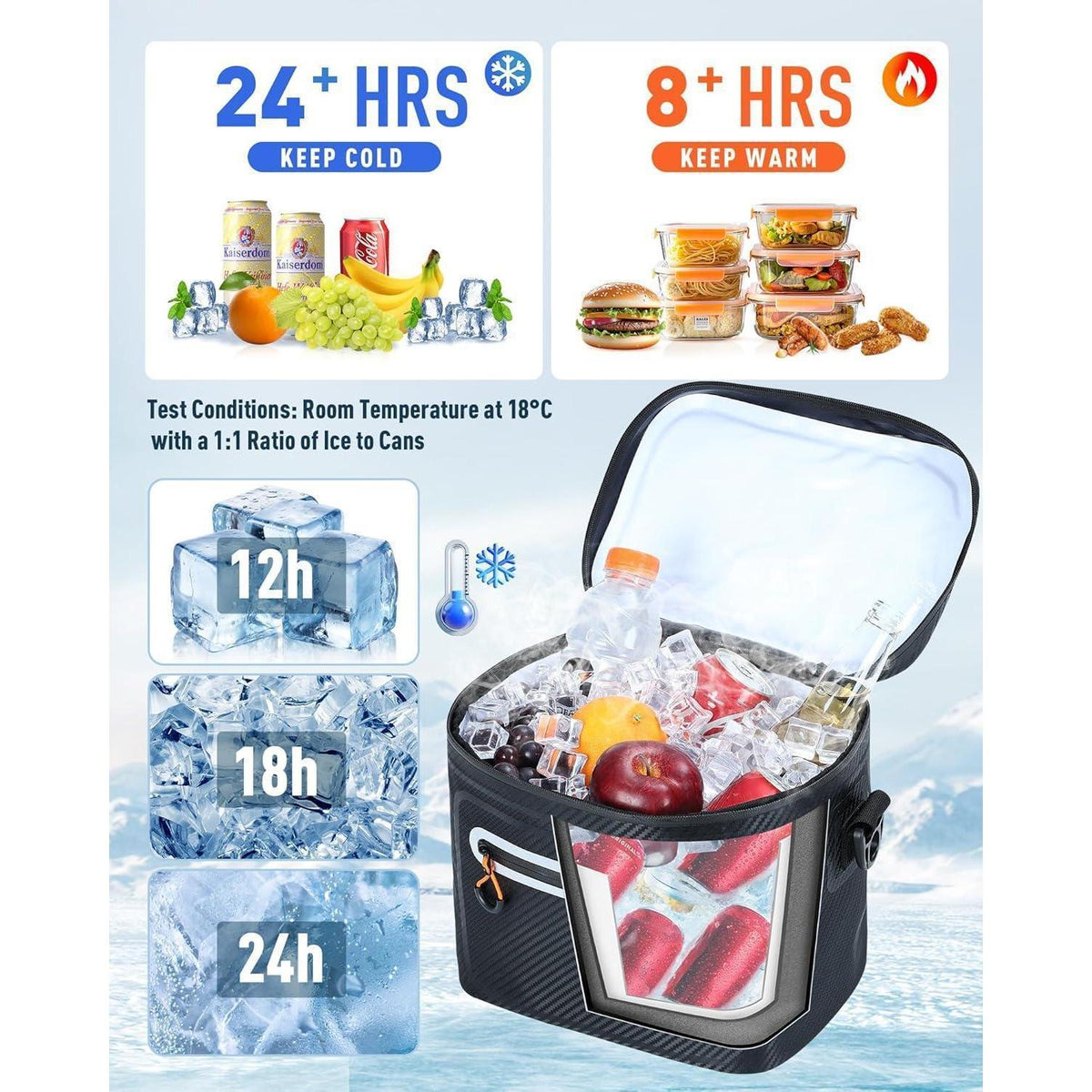 Isolierte Kühltasche 20L – Wasserdicht & Tragbar für Camping