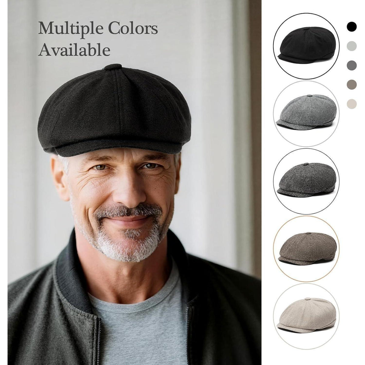 Herren Schiebermütze Baumwolle Flatcap Newsboy Ivy Cap Kaffee