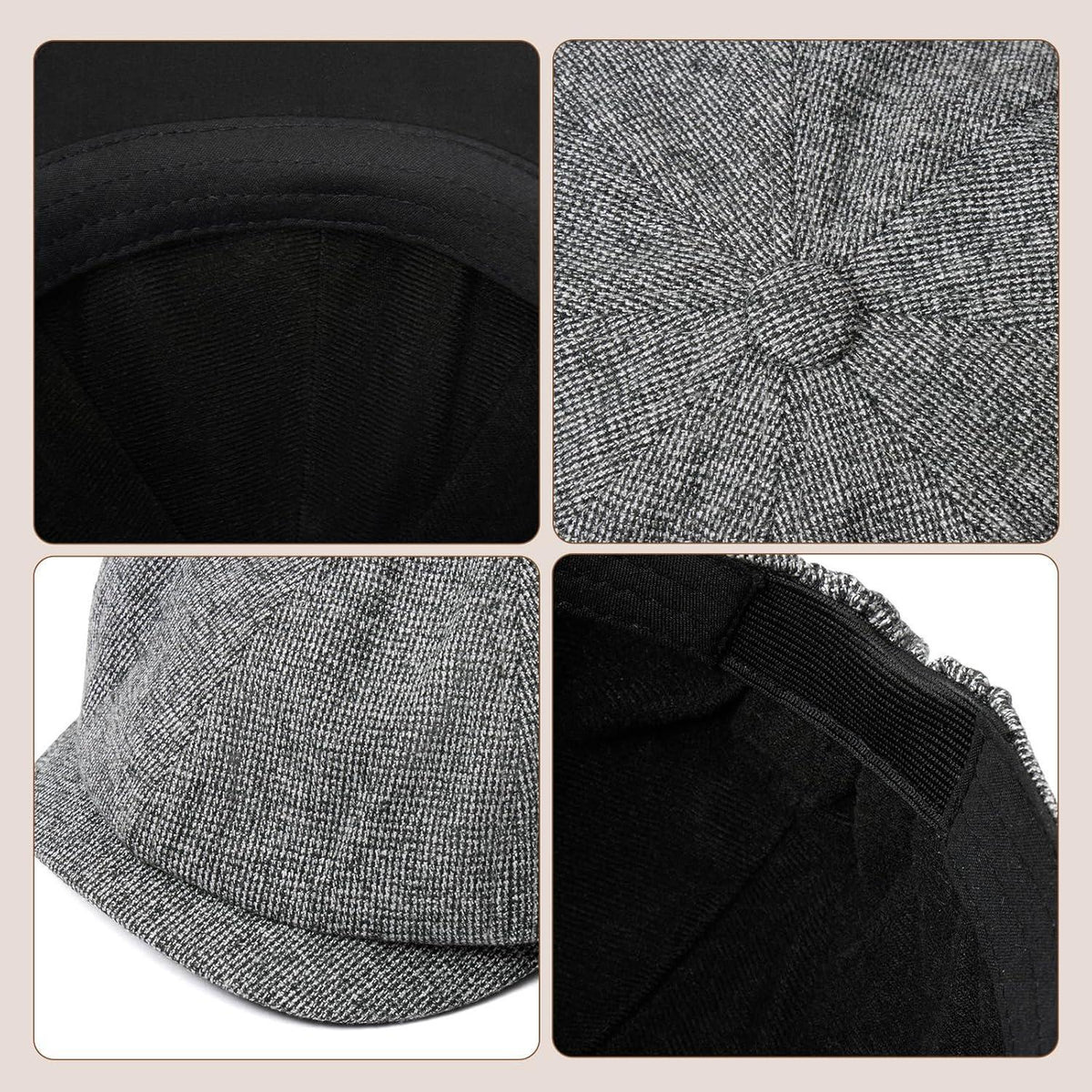 Herren Schiebermütze Baumwolle Flatcap Newsboy Ivy Cap Kaffee
