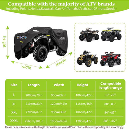 Quad Abdeckplane 600D Wasserdicht & Winddicht ATV Schutzhülle XL